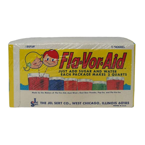 Vintage 1960s Fla-Vor-Aid Drink Mix 6 Flavors Unopened New Full Display Sealed - Picture 6 of 9